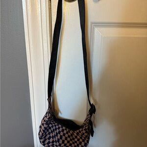 BAGGU Mini Checkered Crescent Crossbody Bag